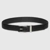 Gucci Embossed Gg Belt With Squared Buckle In Black