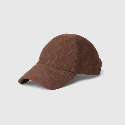 Gucci Embossed Gg Jersey Baseball Hat In Brown