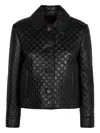Gucci Collared Leather Jacket Featuring Quilted Texture In Black
