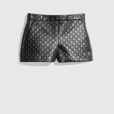 Gucci Embossed Gg Leather Shorts In Blue