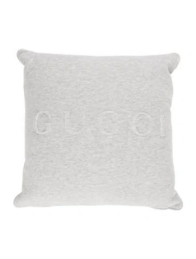 Pre-owned Gucci Embossed Gg Monogram Throw Pillow In Grey