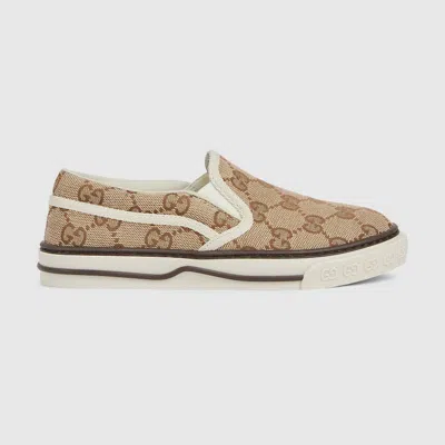 Gucci Kids' Embossed Gg Sneaker In Brown