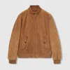 Gucci Brown Jacket With All-over Embossed Gg Motif And Collar With Buttons In Suede Man