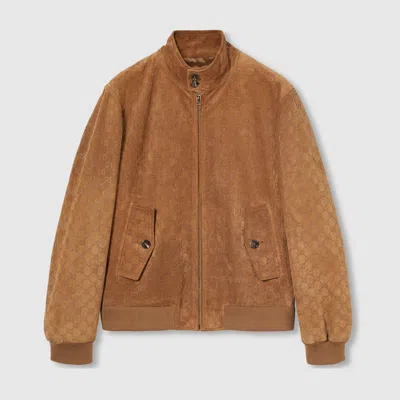GUCCI GUCCI EMBOSSED GG SUEDE BOMBER JACKET
