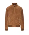 Gucci Brown Jacket With All-over Embossed Gg Motif And Collar With Buttons In Suede Man In Brown