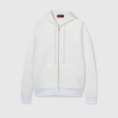 Gucci Embossed Gg Technical Jersey Zip Jacket In White