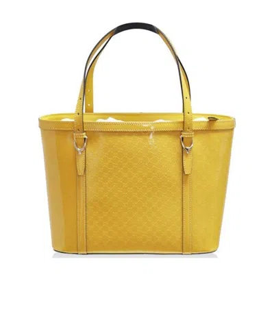 Gucci Embossed Handbag In Yellow