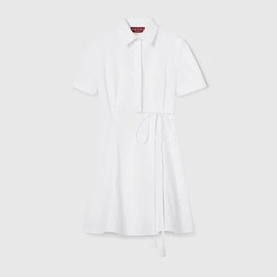 Gucci Embossed Heavy Cotton Poplin Dress In White