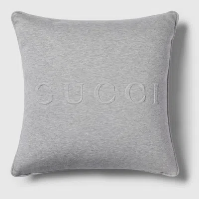 Gucci Embossed Jersey And Leather Cushion In Gray