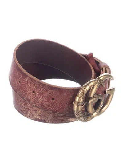 Pre-owned Gucci Embossed Leather Belt In Red