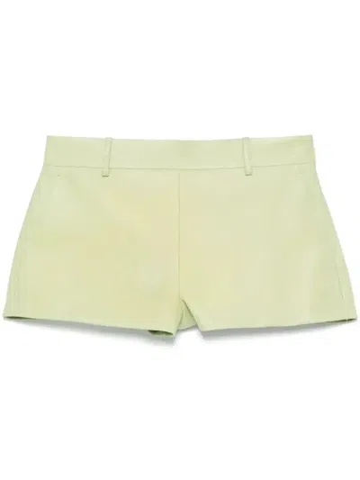 Gucci Embossed Leather Shorts In Green
