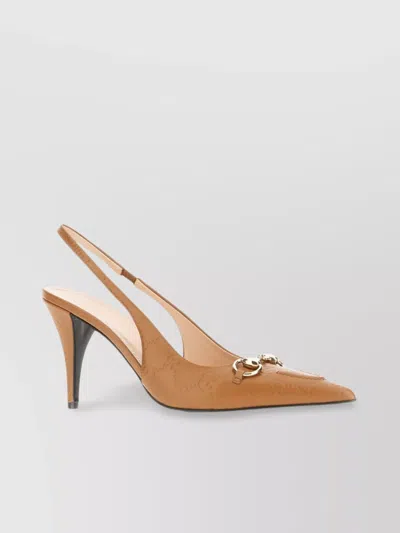 Gucci Embossed Leather Slingback Pointed Toe
