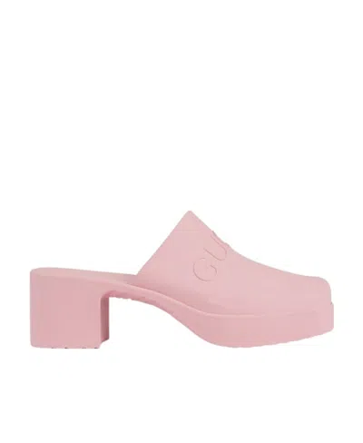 Gucci Embossed-logo 58mm Mules In Pink