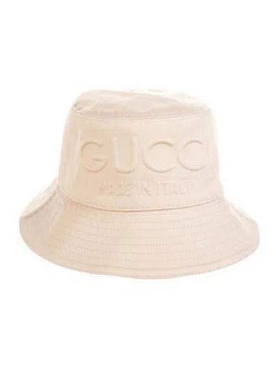 Pre-owned Gucci Embossed Logo Bucket Hat In Neutrals