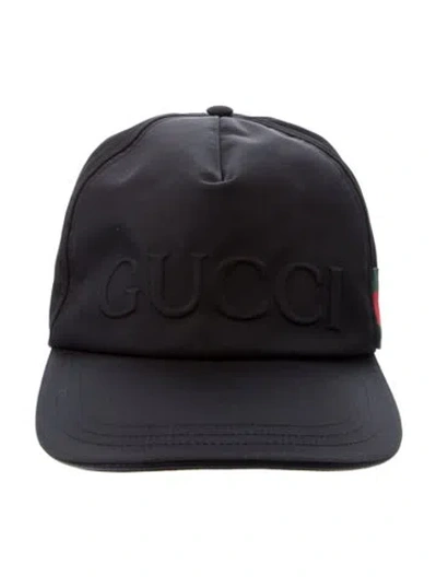 Pre-owned Gucci Embossed Logo Cap In Black