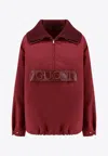 Gucci Womens Dark Rosso Ancora Half-zip Relaxed-fit Woven Jacket