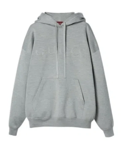 Gucci Extra Fine Knit Hooded Sweater In Gray