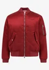 Gucci Padded Nylon Bomber Jacket With Chest Logo In Burgundy