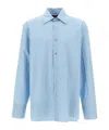 Gucci Men Embossed Logo Shirt In Blue