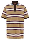 Gucci Beige Polo Shirt With Logo Imprinted On The Front And All-over Striped Motif In Cotton Man In Brown