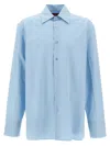 Gucci Men Embossed Logo Shirt In Blue
