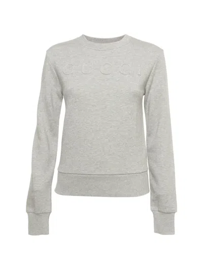 Pre-owned Gucci Embossed Logo Sweatshirt In Grey