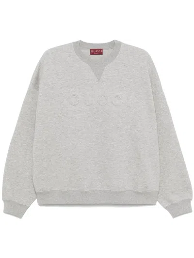 Gucci Embossed-logo Sweatshirt In Grey