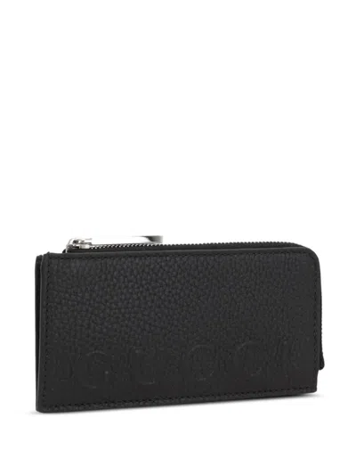 Gucci Embossed-logo Zip-fastening Cardholder In Black