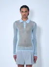 Gucci Mesh Technical Polo Shirt In Light Blue