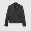 Gucci Dark Grey Jacket In Wool Gabardine Men In Gray