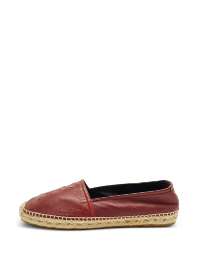 Pre-owned Gucci Embossed-logo Espadrilles In Red
