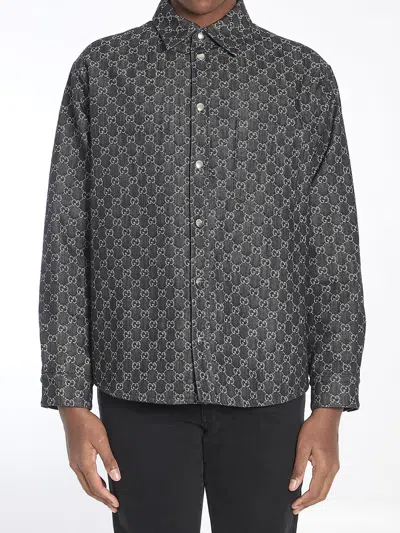 Gucci Embrodiered Denim Reversible Shirt