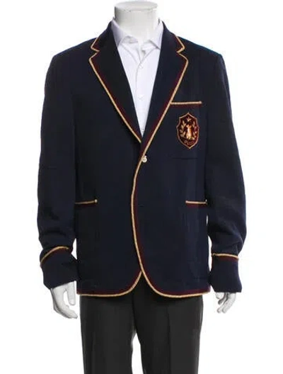 Pre-owned Gucci Embroidered Accent Blazer In Blue