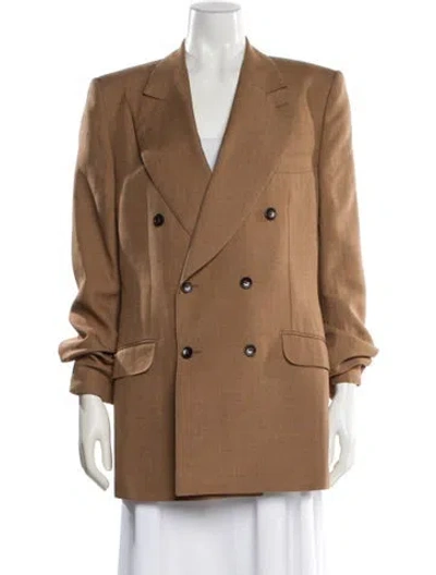 Pre-owned Gucci Embroidered Accent Blazer In Brown