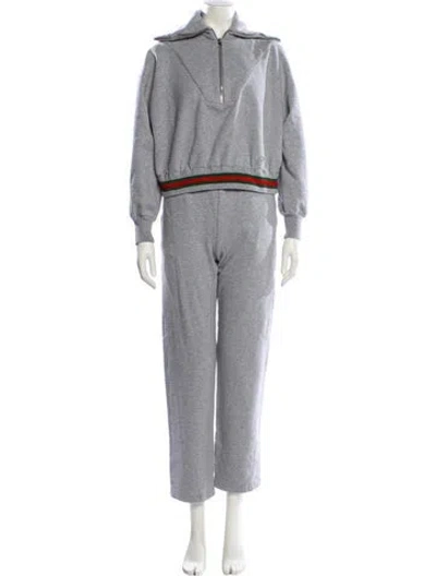 Pre-owned Gucci Embroidered Accent Lounge Set In Gray