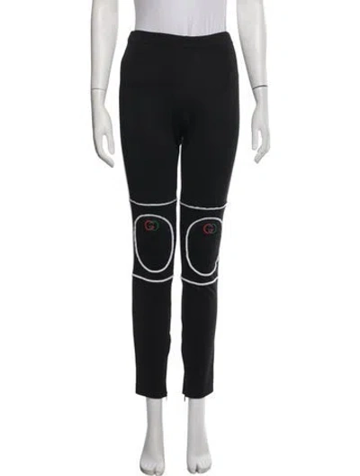 Pre-owned Gucci Embroidered Accent Sweatpants In Black