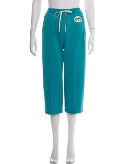 Pre-owned Gucci Embroidered Accent Sweatpants In Blue