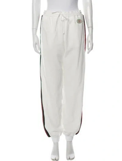 Pre-owned Gucci Embroidered Accent Sweatpants W/ Tags In White