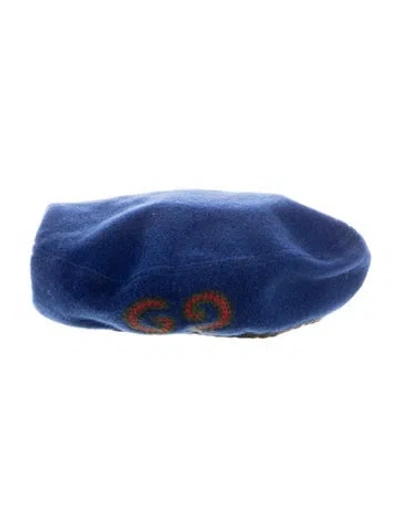 Pre-owned Gucci Embroidered Barrette Hat In Blue