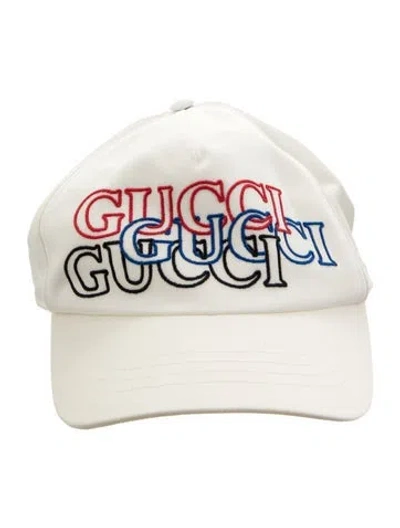Pre-owned Gucci Embroidered Baseball Cap W/tags In White
