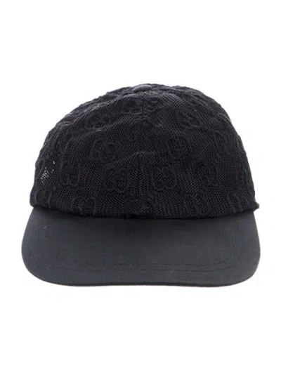 Pre-owned Gucci Embroidered Baseball Hat In Black