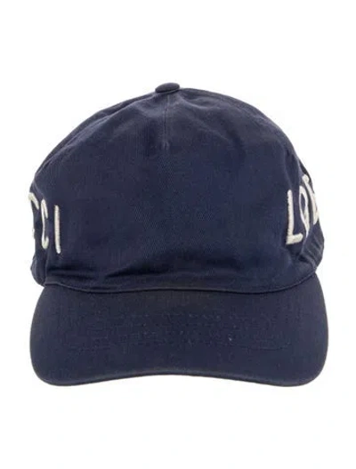 Pre-owned Gucci Embroidered Baseball Hat In Blue