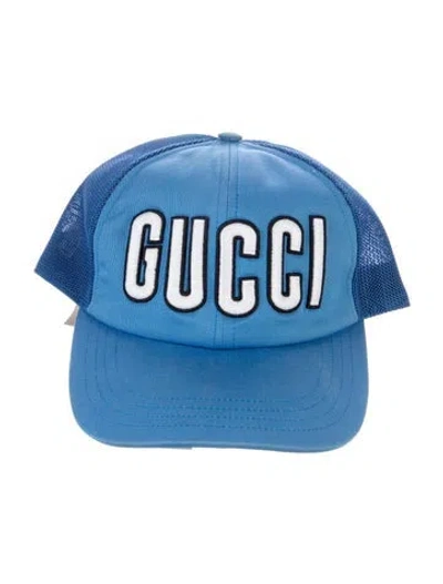 Pre-owned Gucci Embroidered Baseball Hat In Blue