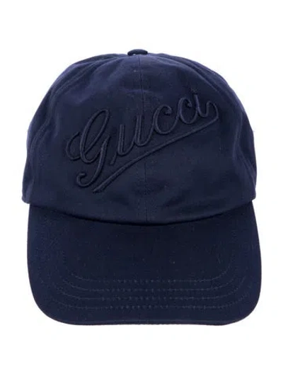Pre-owned Gucci Embroidered Baseball Hat W/tags In Blue