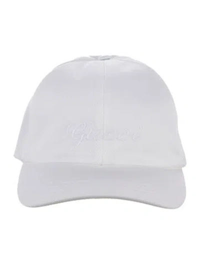 Pre-owned Gucci Embroidered Baseball Hat W/tags In White