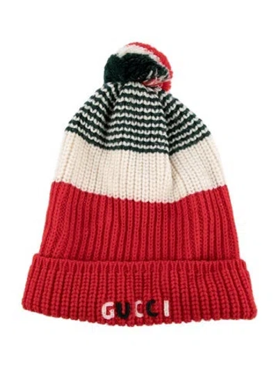 Pre-owned Gucci Embroidered Beanie Hat In Red