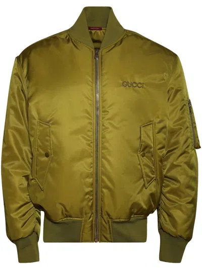 Gucci Embroidered Bomber Jacket In Green