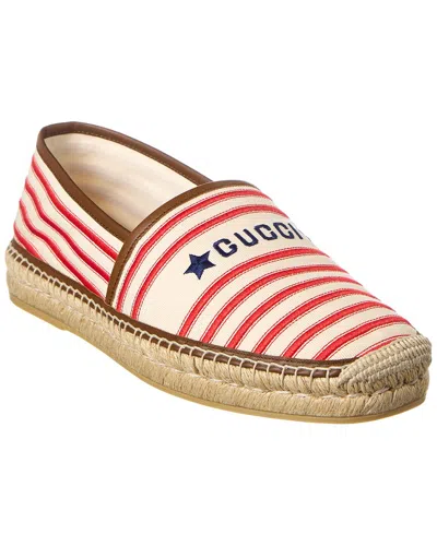 Gucci Embroidered Canvas & Leather Espadrille In White