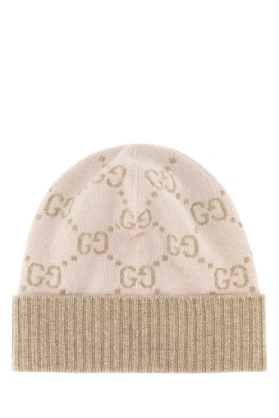 Gucci Embroidered Cashmere Beanie Hat In Neutral