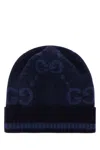Gucci Cashmere Embroidered Beanie Hat In Petrolblueskyblue